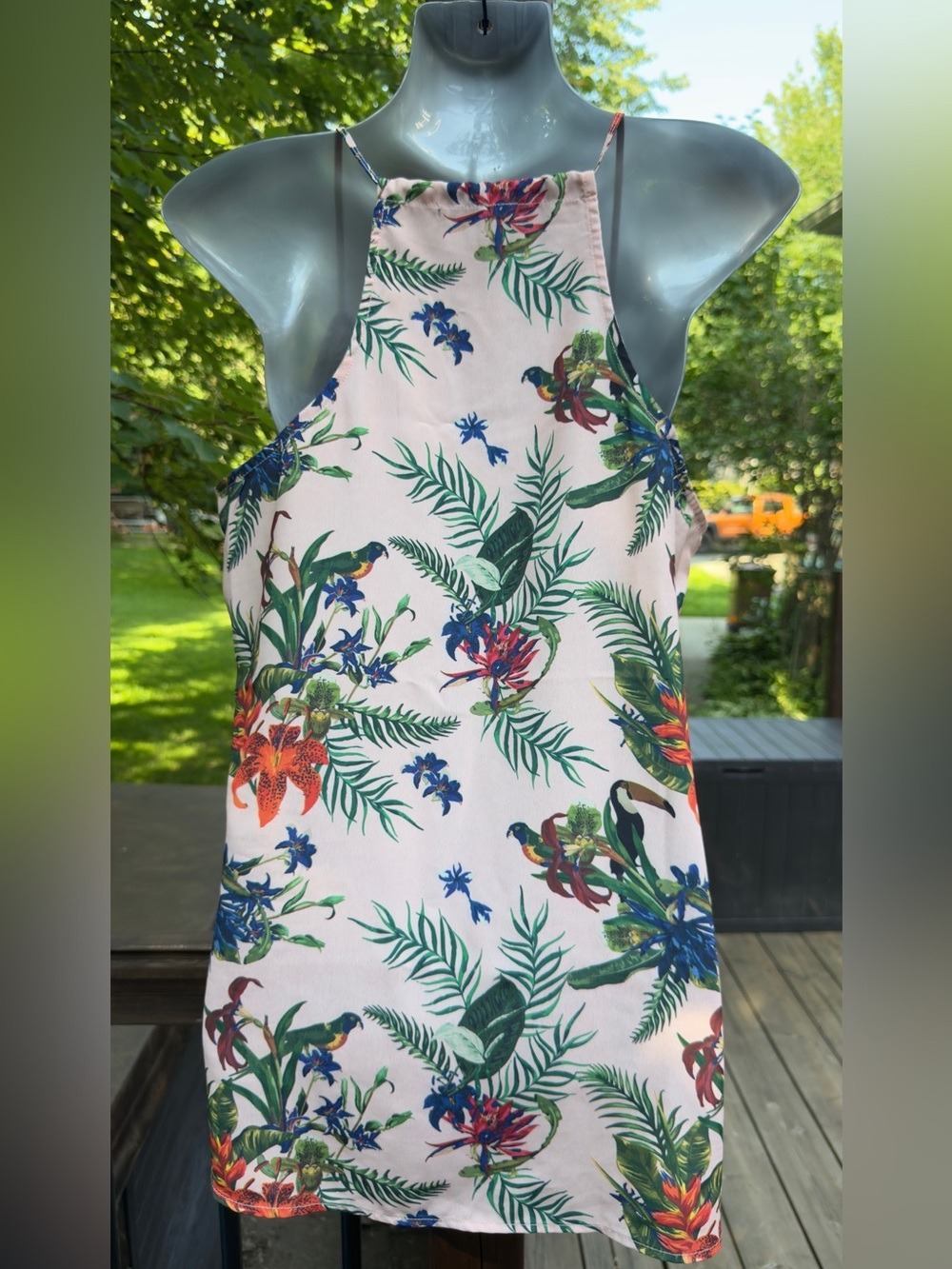 •Hangar 29 Tropical Floral Cami Tank Top Pink Zip Front | Large - Picture 6 of 10